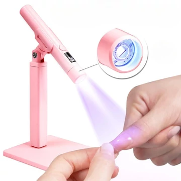 Roniki pink mini UV lámpa állvánnyal, szilikon fejjel - hordozható, tölthető