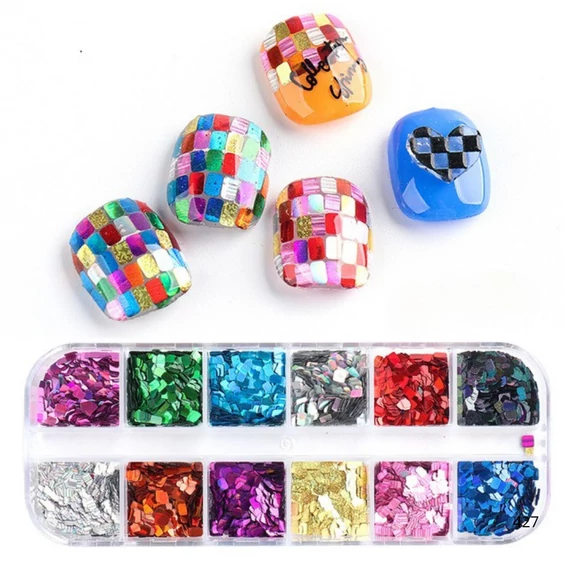Roniki körömdísztő szett - glitter 12 színben
