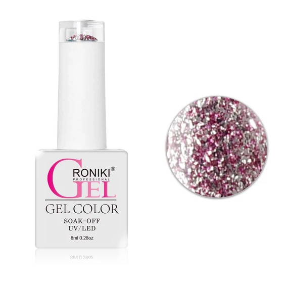 Roniki Diamond-H széria TPO free - 04 rózsaszín csillámos gél lakk