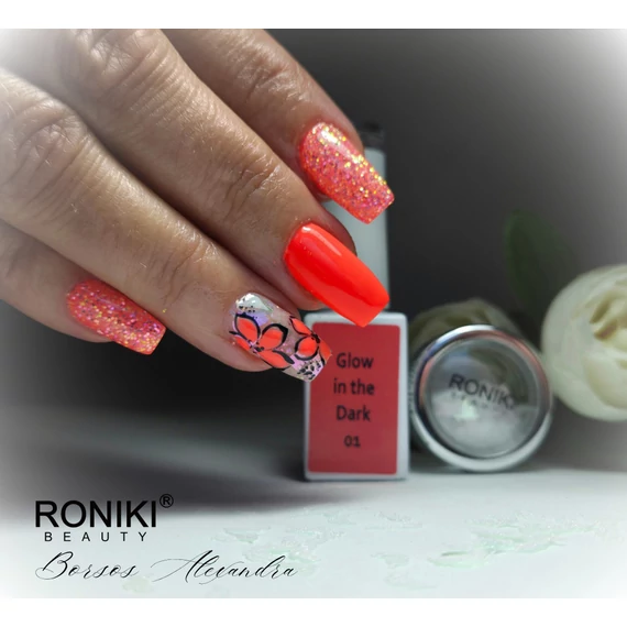 Roniki Glow in the dark széria - 01 sötétben világító neon narancs gél lakk