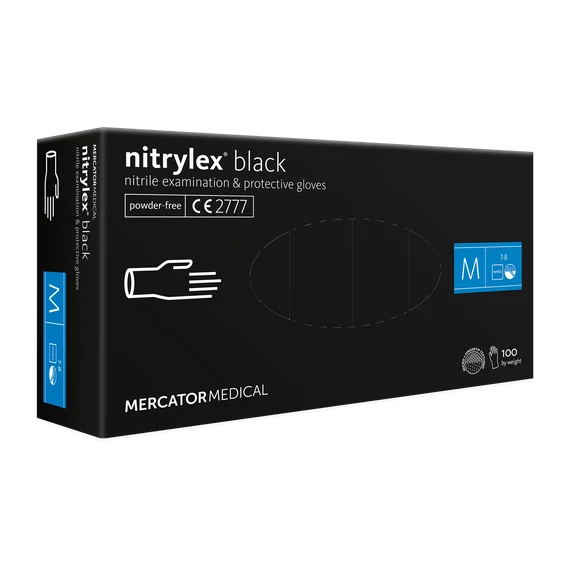 nitrylex® black púdermentes nitril kesztyű - M