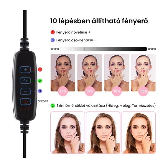 PULUZ LED körlámpa / szelfi lámpa telefontartóval