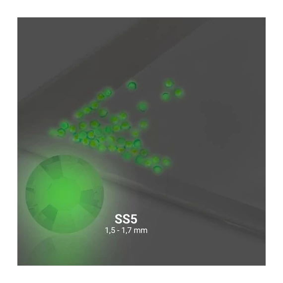 Strasszkő SS5 LU04 Green - Glow in the dark - 50db