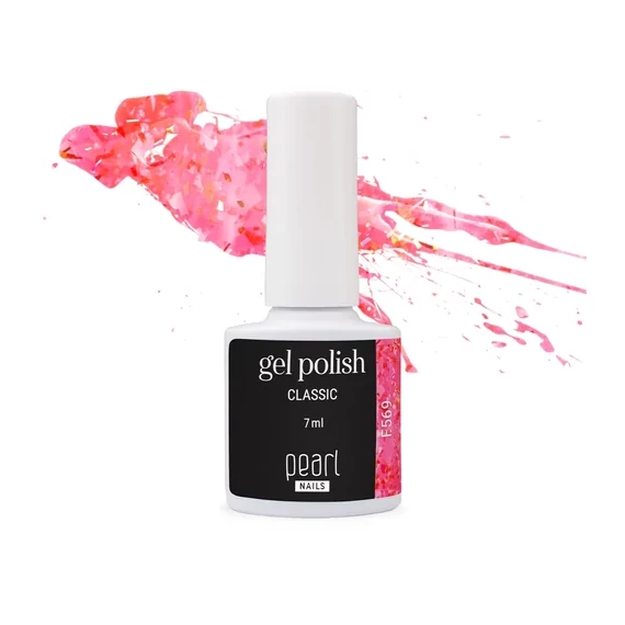 Classic F569 gél lakk - üveghatású flakes pink